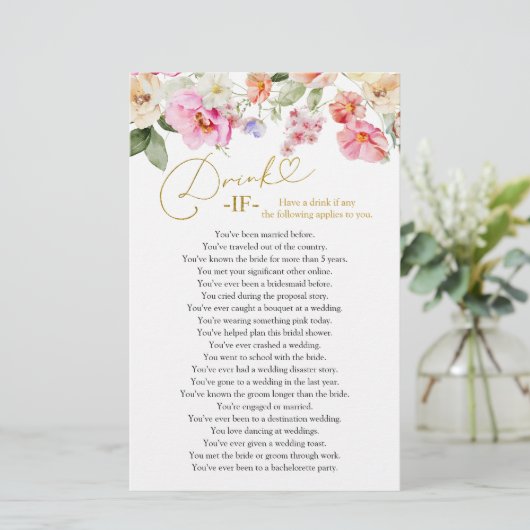 Spring Floral Bridal Shower Drink If Game Cards (スタンド正面)
