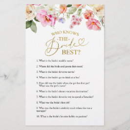 Spring Floral Bridal Shower Knows The Bride Game 