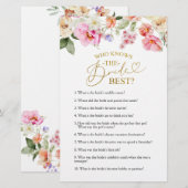 Spring Floral Bridal Shower Knows The Bride Game  (正面/裏面)