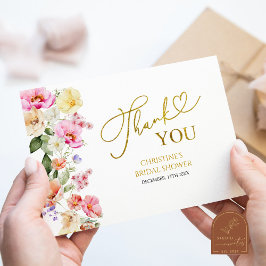 Spring Floral Bridal Shower Thank You Card サンキューカード