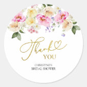 Spring Floral Bridal Shower Thank You Sticker ラウンドシール (正面)