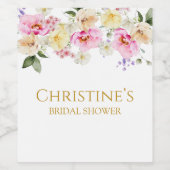 Spring Floral Bridal Shower Wine Bottle Label ワインラベル (シングルラベル)