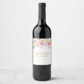Spring Floral Bridal Shower Wine Bottle Label ワインラベル (正面)