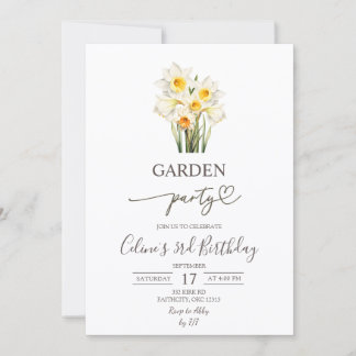 Spring Floral Daffodil Wreath Garden Party 招待状
