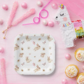 Spring Floral Easter Bunny Baby Shower ペーパープレート (パーティー)