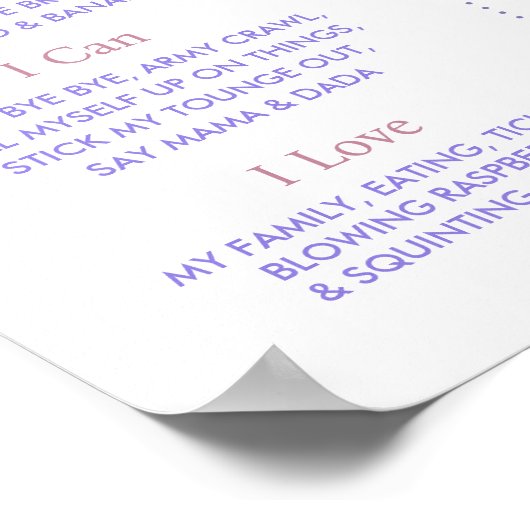 Spring Floral Fairy First 1st Birthday Milestone ポスター (角)