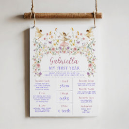 Spring Floral Fairy First 1st Birthday Milestone ポスター