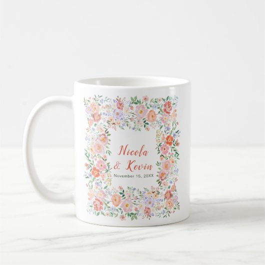 Spring Floral Flowers Wedding  コーヒーマグカップ (左)