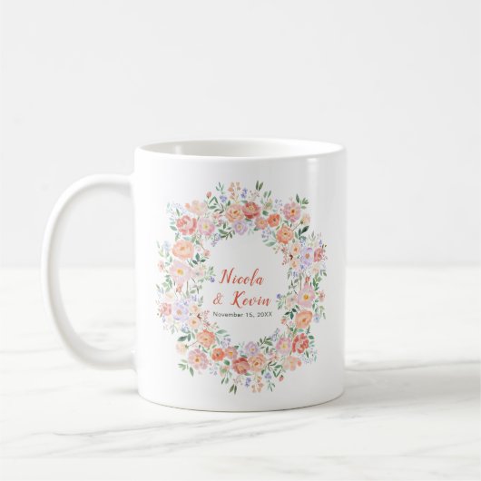 Spring Floral Flowers Wedding コーヒーマグカップ (左)