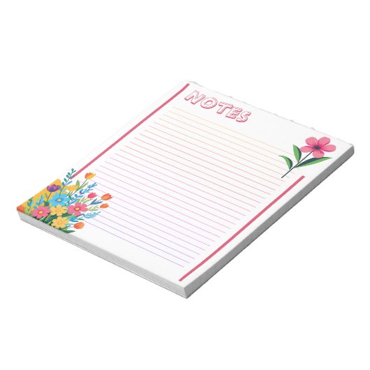 Spring Floral Fresh & Colorful Lined ノートパッド (回転)