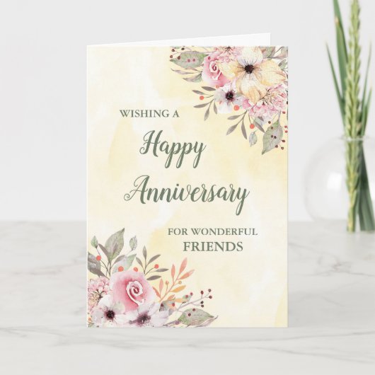 Spring Floral Friends Wedding Anniversary カード (正面)