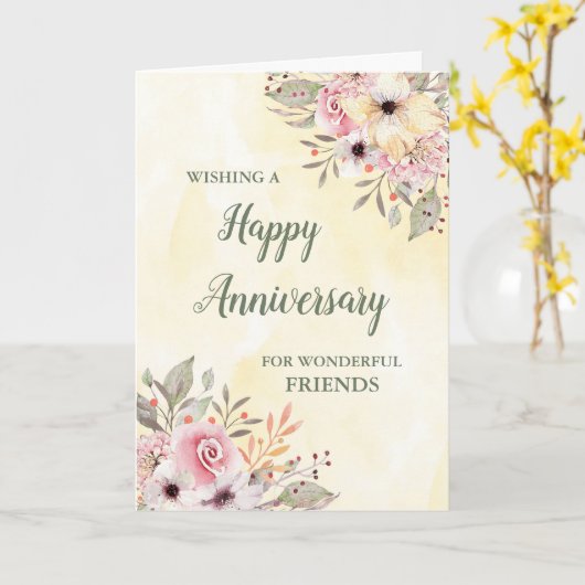 Spring Floral Friends Wedding Anniversary カード (黄色い花)