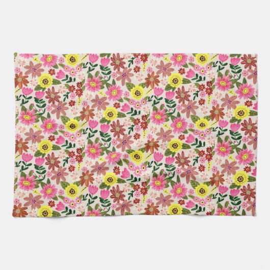 Spring Floral Garden Easter Kitchen Tea  キッチンタオル (横)