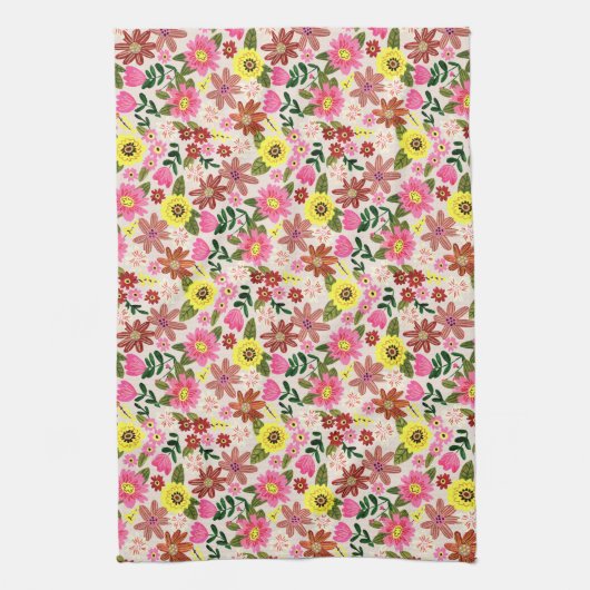 Spring Floral Garden Easter Kitchen Tea キッチンタオル (縦)