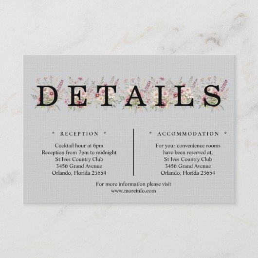 Spring Floral light grey Details Enclosure Card エンクロージャーカード (正面)