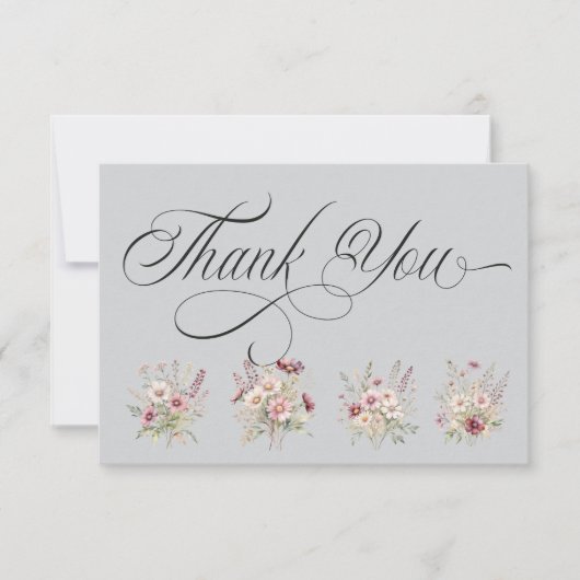 Spring Floral light grey Thank You Card サンキューカード (正面)