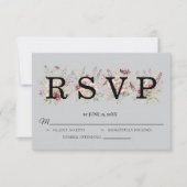 Spring Floral light grey Wedding RSVP card (正面)