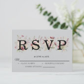 Spring Floral light grey Wedding RSVP card (スタンド正面)