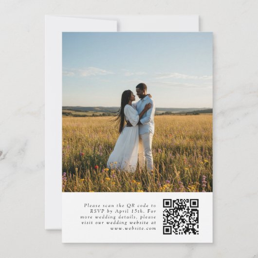 Spring Floral Meadow QR Code Photo Wedding 招待状 (裏面)