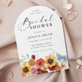 Spring Floral Modern Arch Bridal Shower  招待状