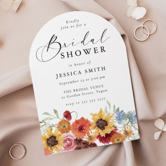 Spring Floral Modern Arch Bridal Shower  招待状