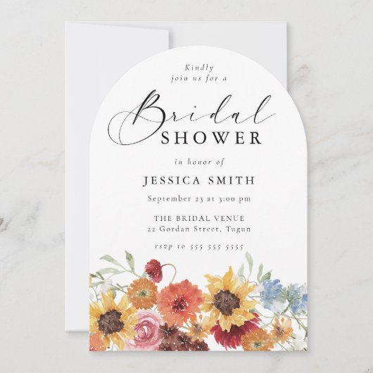 Spring Floral Modern Arch Bridal Shower 招待状 (正面)
