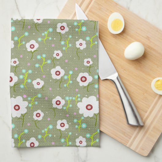 Spring Floral Pattern キッチンタオル (四つ折り)