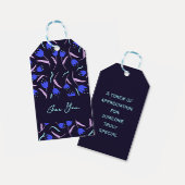 Spring Floral Pattern Dark Blue ギフトタグ