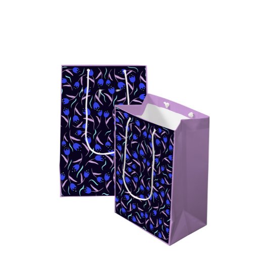 Spring Floral Pattern Lilac ミディアムペーパーバッグ