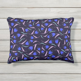 Spring Floral Pattern on Dark Blue Background アウトドアクッション