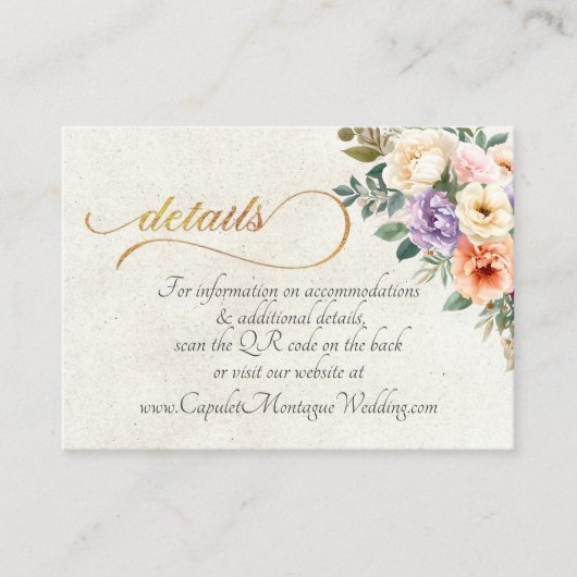 Spring Floral, QR Code - Cream エンクロージャーカード (正面)