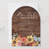 Spring Floral Rustic Wood Modern Bridal Shower  招待状 (正面)