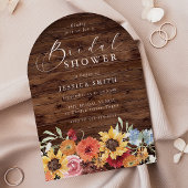 Spring Floral Rustic Wood Modern Bridal Shower 招待状