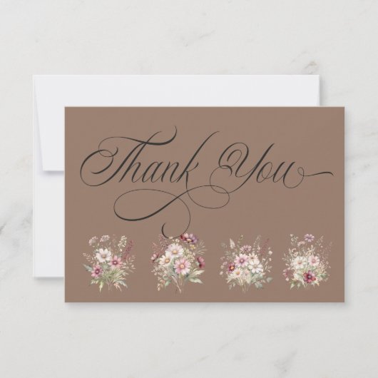 Spring Floral saddle brown Thank You Card サンキューカード (正面)