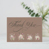 Spring Floral saddle brown Thank You Card サンキューカード (スタンド正面)