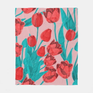 Spring floral seamless pattern with hand drawn tul フリースブランケット