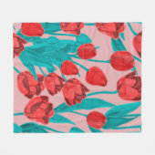 Spring floral seamless pattern with hand drawn tul フリースブランケット (正面(横))