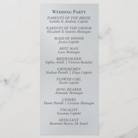 Spring Floral - Silver Wedding プログラム (裏面)