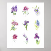 Spring Floral Study Watercolor Wall Art ポスター (正面)