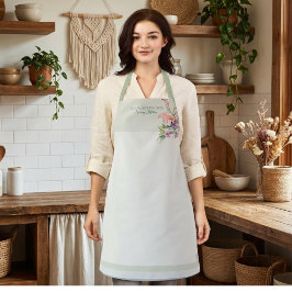 Spring Floral Watercolor Botanical エプロン