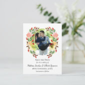 Spring Floral Watercolor Wreath Custom Photo ポストカード (スタンド正面)