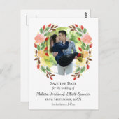 Spring Floral Watercolor Wreath Custom Photo ポストカード (正面/裏面)