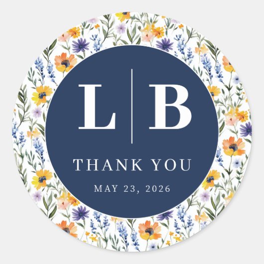 Spring Floral Wedding ラウンドシール (正面)