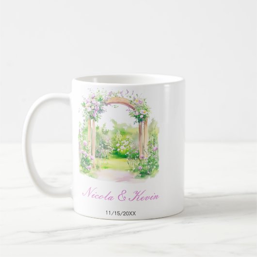 Spring Floral Wedding Arch コーヒーマグカップ (左)