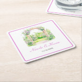 Spring Floral Wedding Arch スクエアペーパーコースター (アングル)