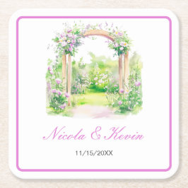 Spring Floral Wedding Arch スクエアペーパーコースター