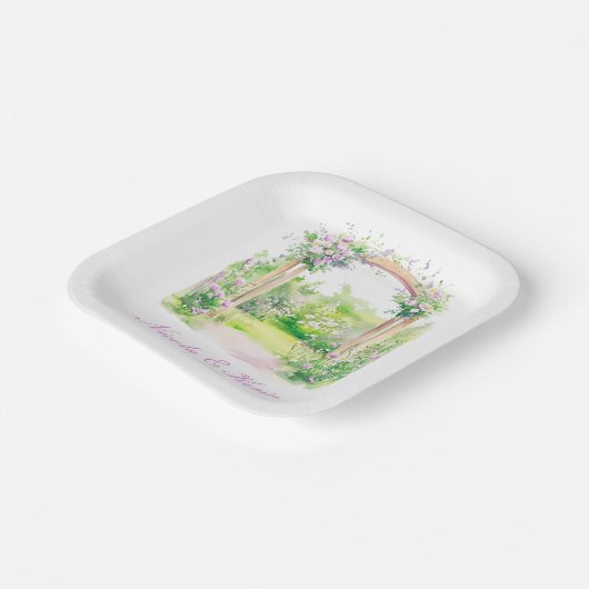 Spring Floral Wedding Arch ペーパープレート (傾斜あり)