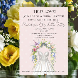 Spring Floral Wedding Dress Bridal Shower Invite 招待状