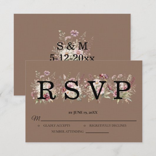 Spring Floral Wedding RSVP card (正面/裏面)