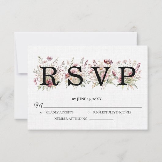Spring Floral Wedding RSVP card (正面)